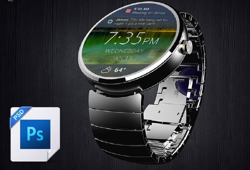 Android Wearable PSD Mockup