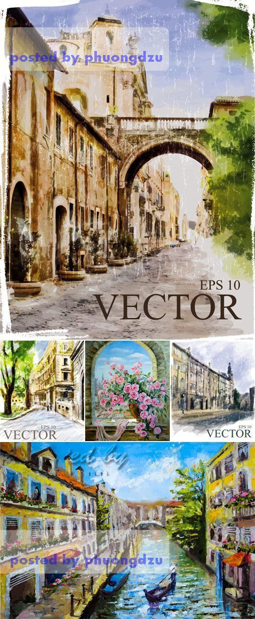 Watercolor City Vector 5