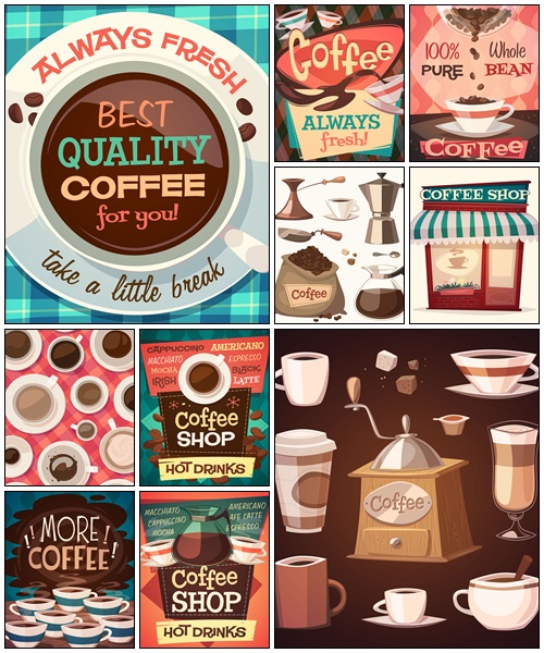 Coffee objects. Vector image - vector stock