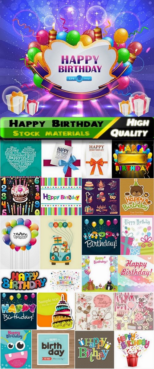 Happy Birthday Template Design in vector from stock - 25 Eps
