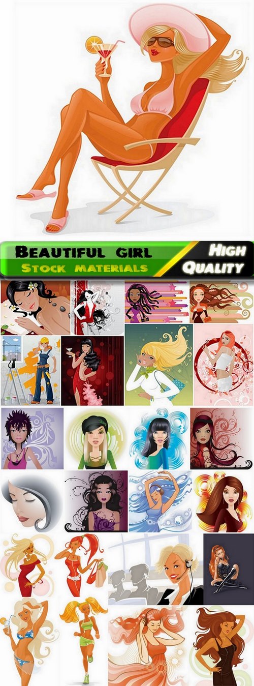 Beautiful  girl in vector set from stock #18 - 25 Eps