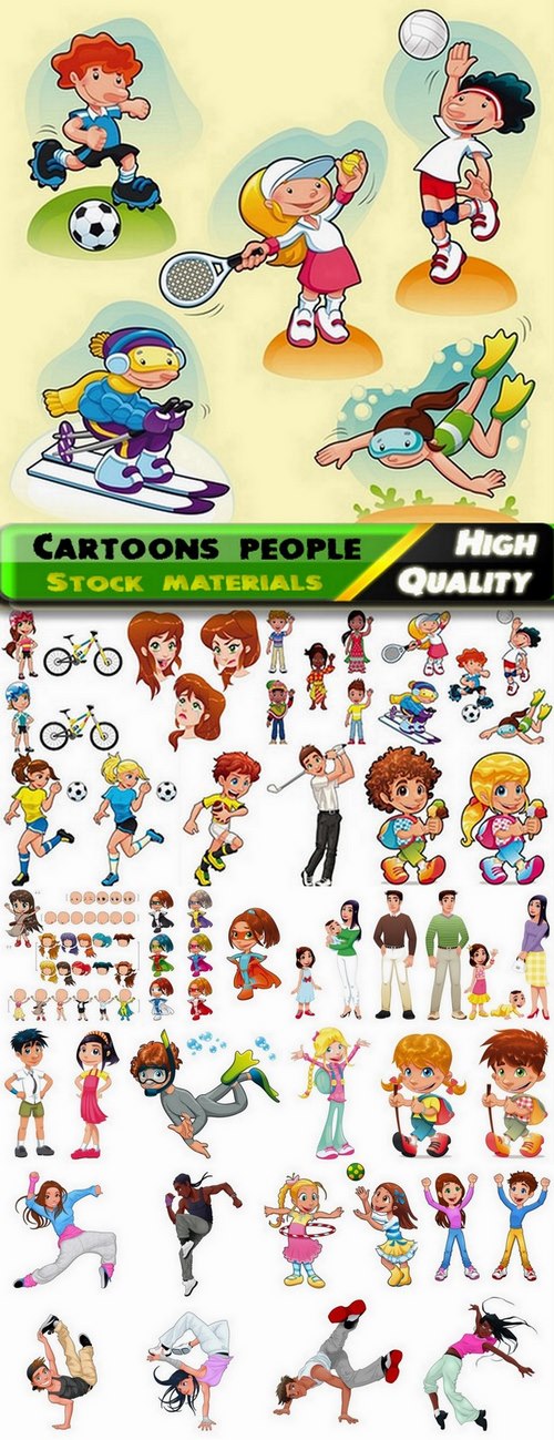 Mix set of cartoons people in vector from stock - 25 Eps