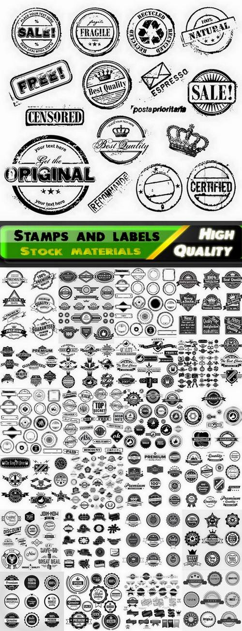 Grunge stamps and labels in vector from stock - 25 Eps