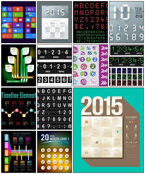Numeration elemens and icons 2015 - vector stock