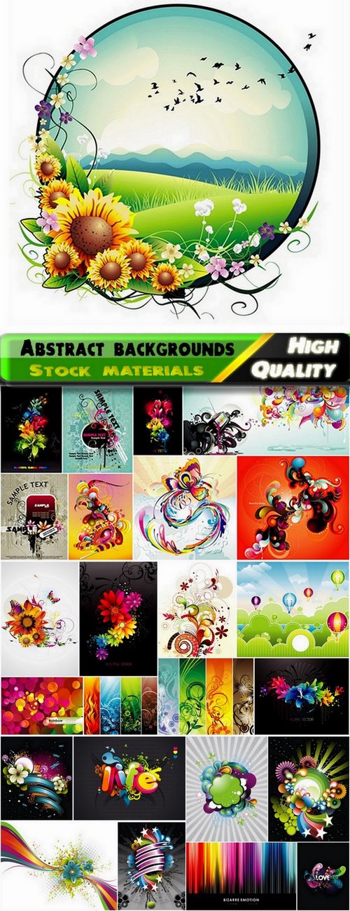 Abstract backgrounds with flowers and leaves elements #10 - 25 Eps