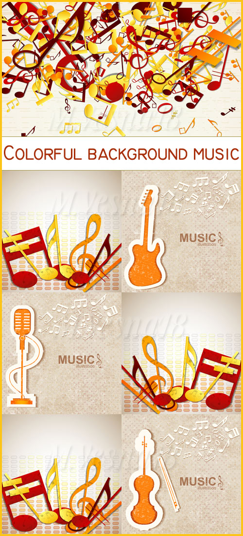   ,   / Colorful background music, images stock vector