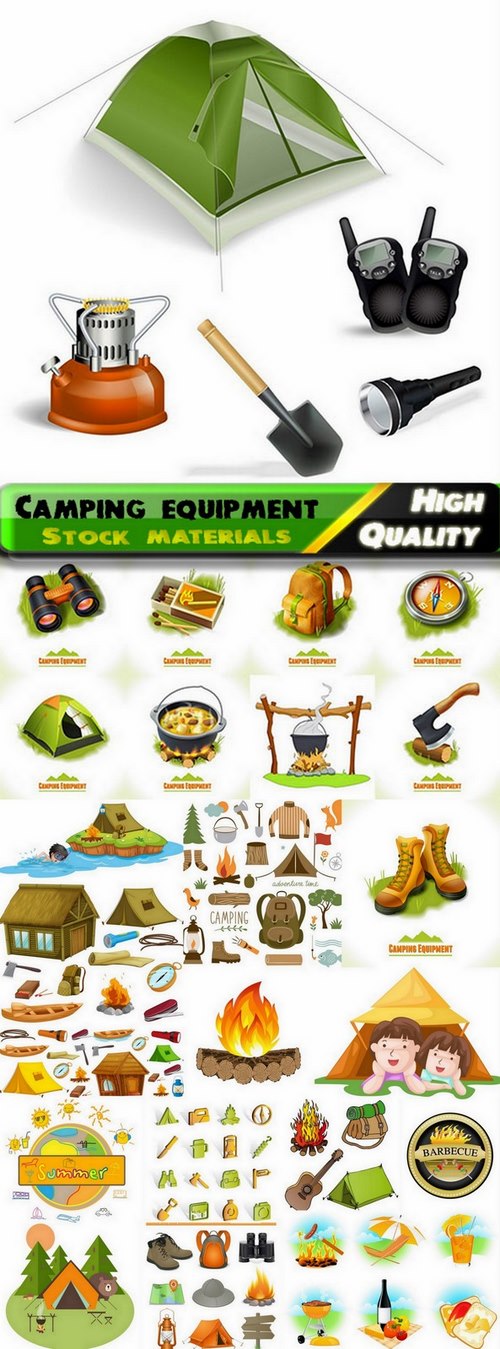 Camping equipment in vector from stock - 22 Eps - 3 Svg