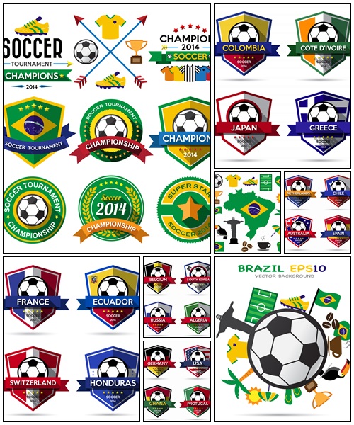 Soccer elements - vector stock