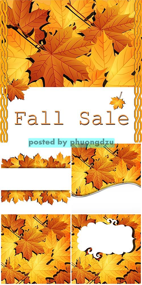Autumn sale, backgrounds vector 4