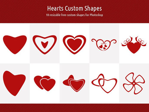 Hearts Custom Photoshop Shapes