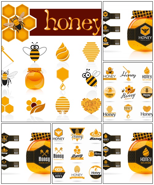 Honey banner - sticker design - vector stock