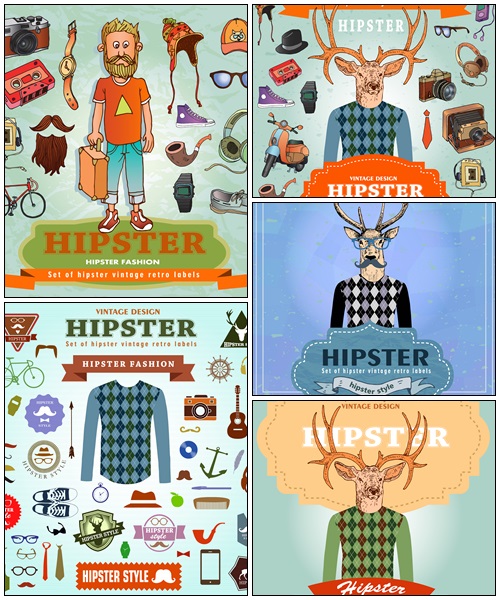 Hand Drawn Vector Illustration of fashion Hipster - vector stock