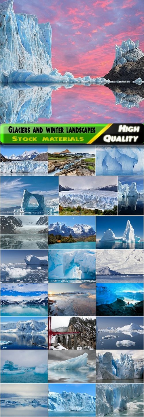 Beautiful glaciers and winter landscapes Stock images - 25 HQ jpg