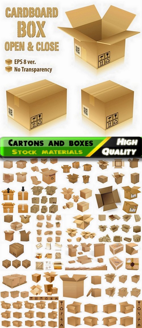 Cartons and boxes in vector from stock - 25 Eps