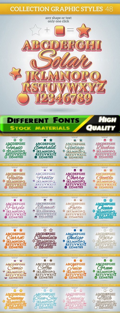 Different Fonts in vector from stock #5 - 25 Eps