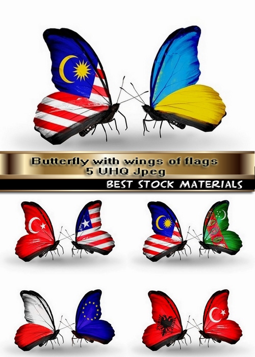 Butterfly with wings of flags 5 UHQ Jpeg