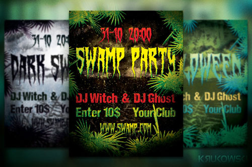 Spooky Swamp Party Flyer/Poster PSD Template