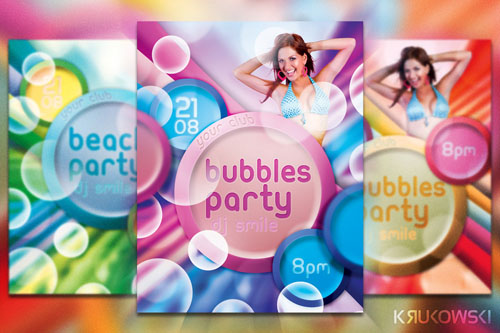 Bubbles Party Flyer PSD Template