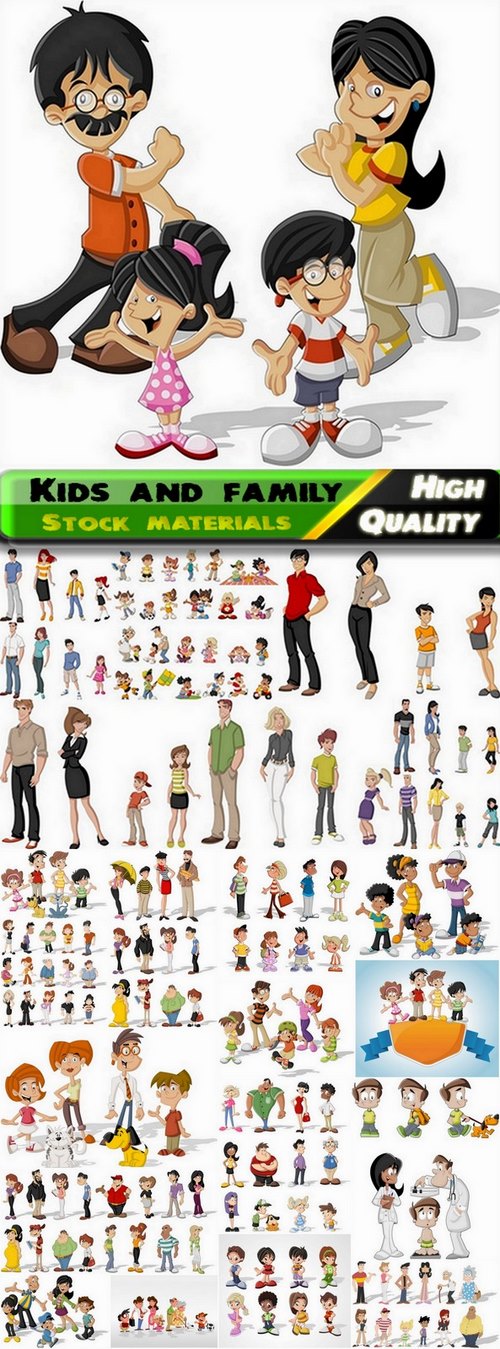 Toon kids and family in vector from stock - 25 Eps