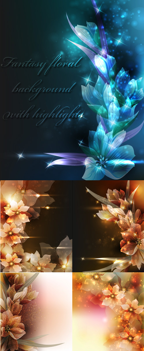 Fantasy floral background with highlights