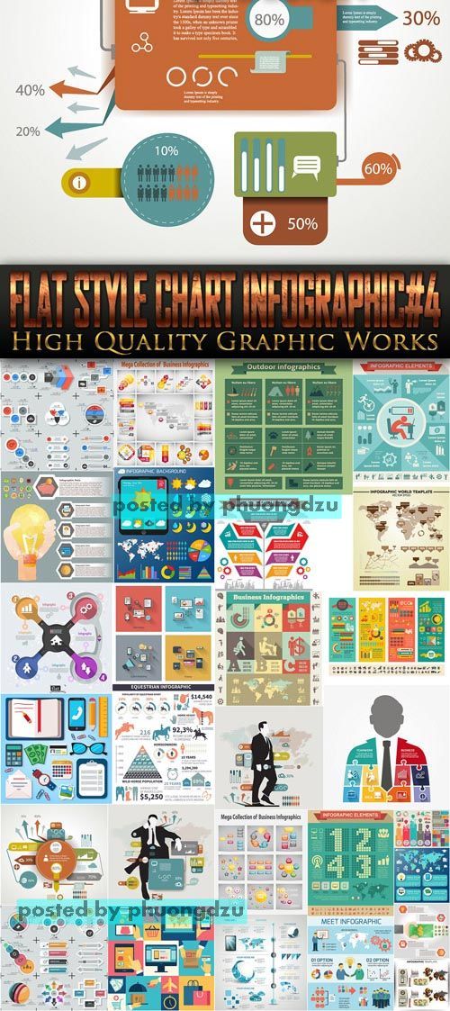 Exclusive - Flat Style Chart Infographic Vector set 4