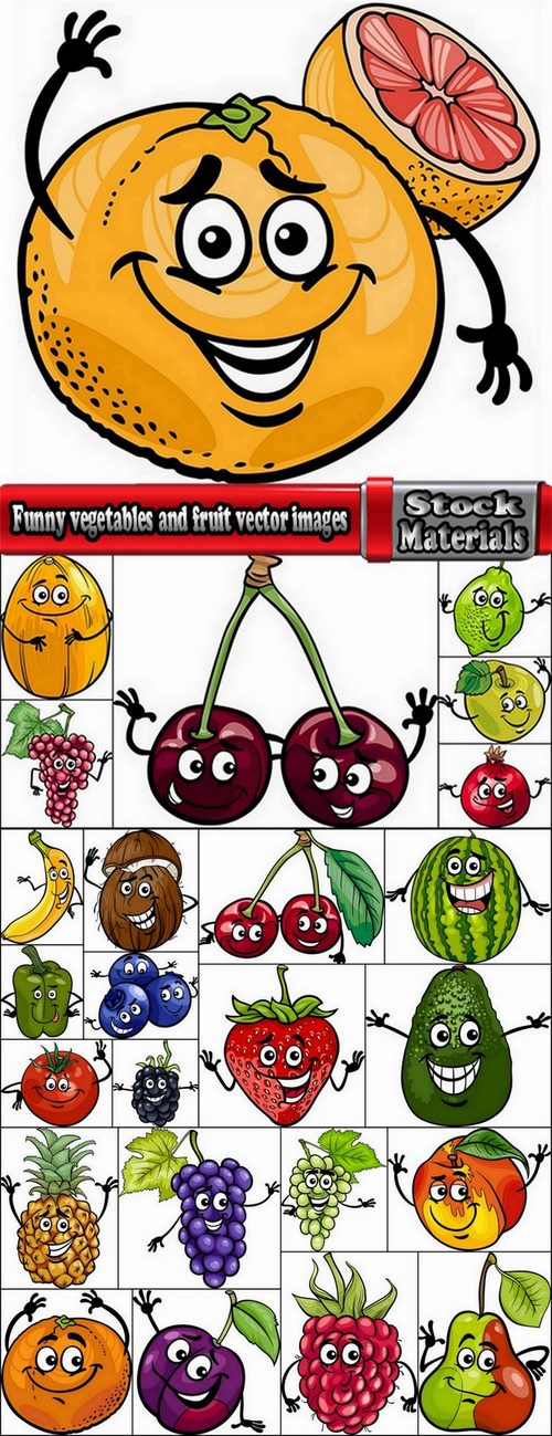 Funny vegetables and fruit vector images 25 Eps