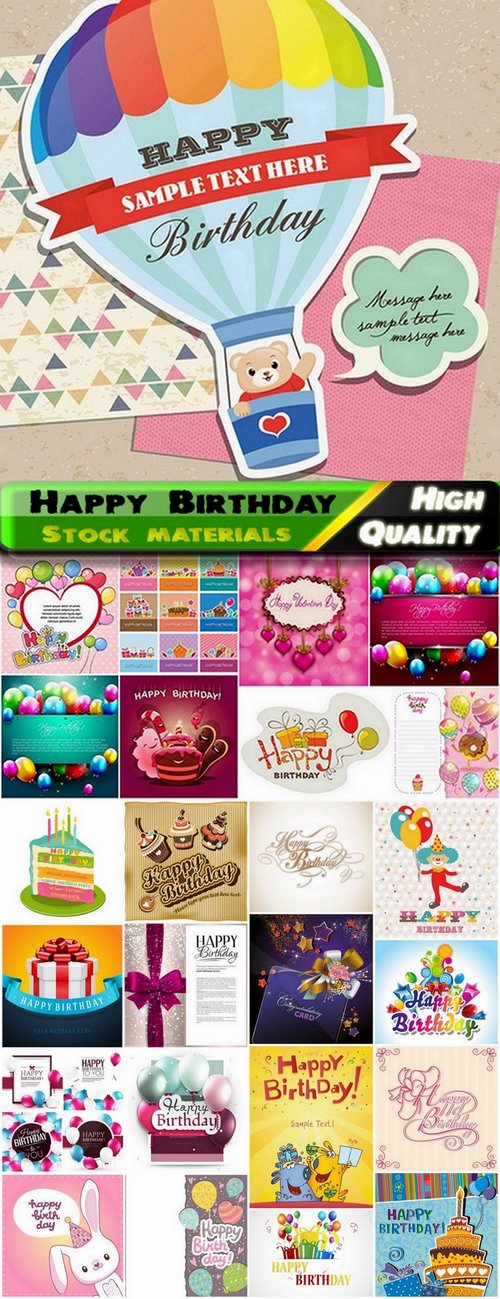 Happy Birthday Template Design in vector from stock #2 - 25 Eps
