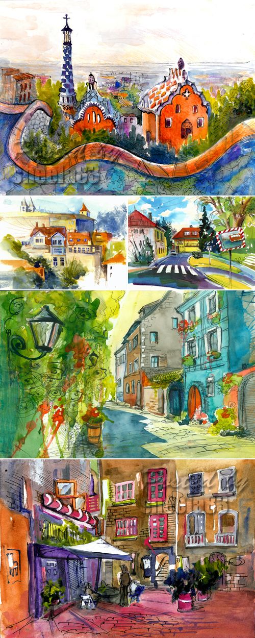 Stock Photo - Watercolor Streets