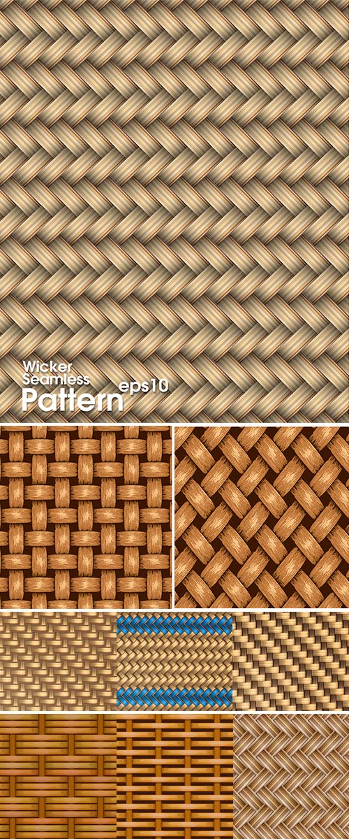 Stock Wicker Seamless Background, Vintage Wooden Basket Textured, Braids and Wavy Stripes