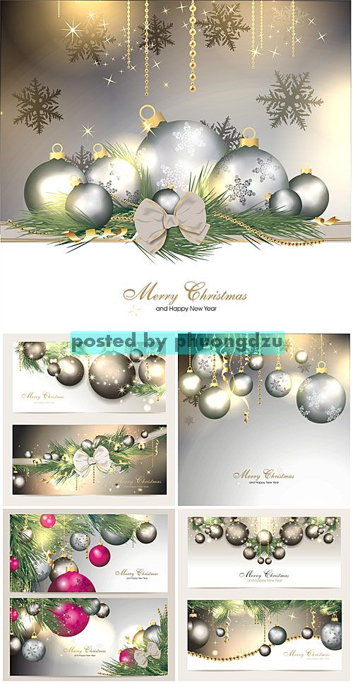 Christmas vector, Christmas balls and snowflakes 3