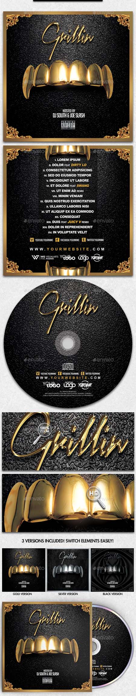 GraphicRiver - Grillin PSD CD Mixtape Cover Template 8943074