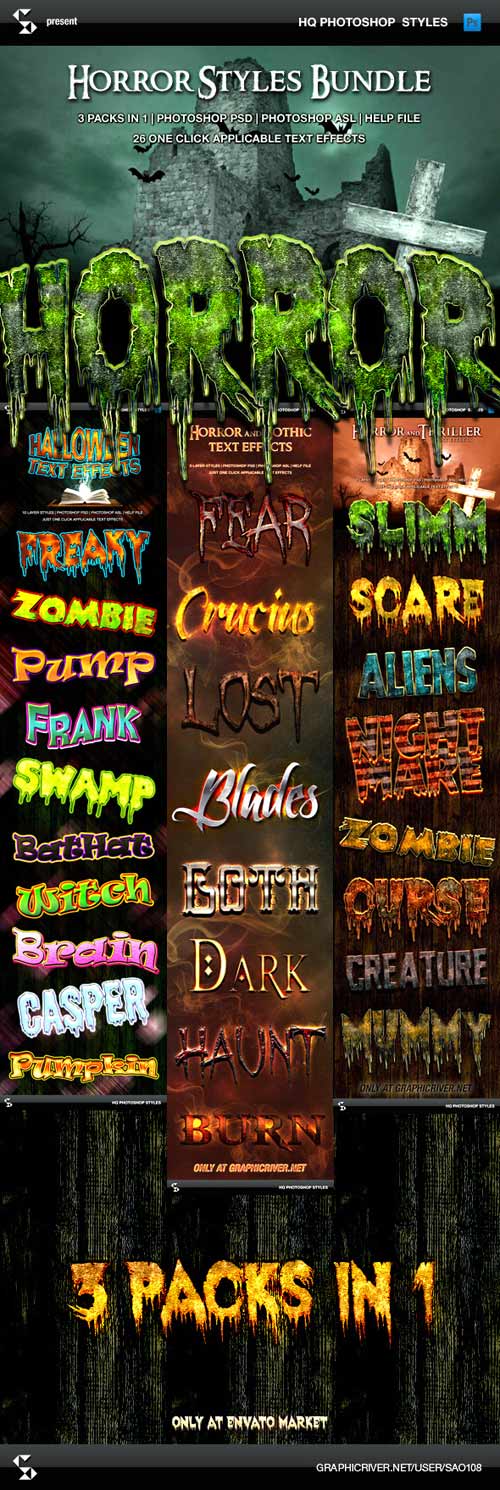 Graphicriver - Horror and Halloween Styles Bundle 9140485