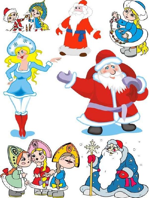 Русский Дед Мороз и Снегурочка (подборка векторных изображений)