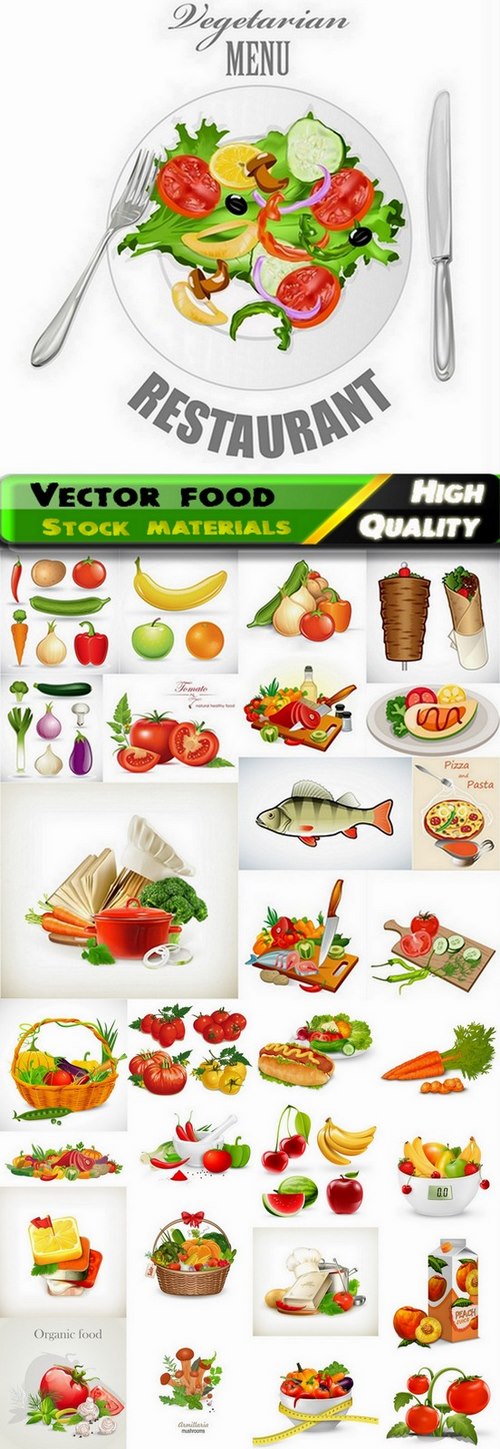 Set of Different vector food from stock #3 - 25 Eps