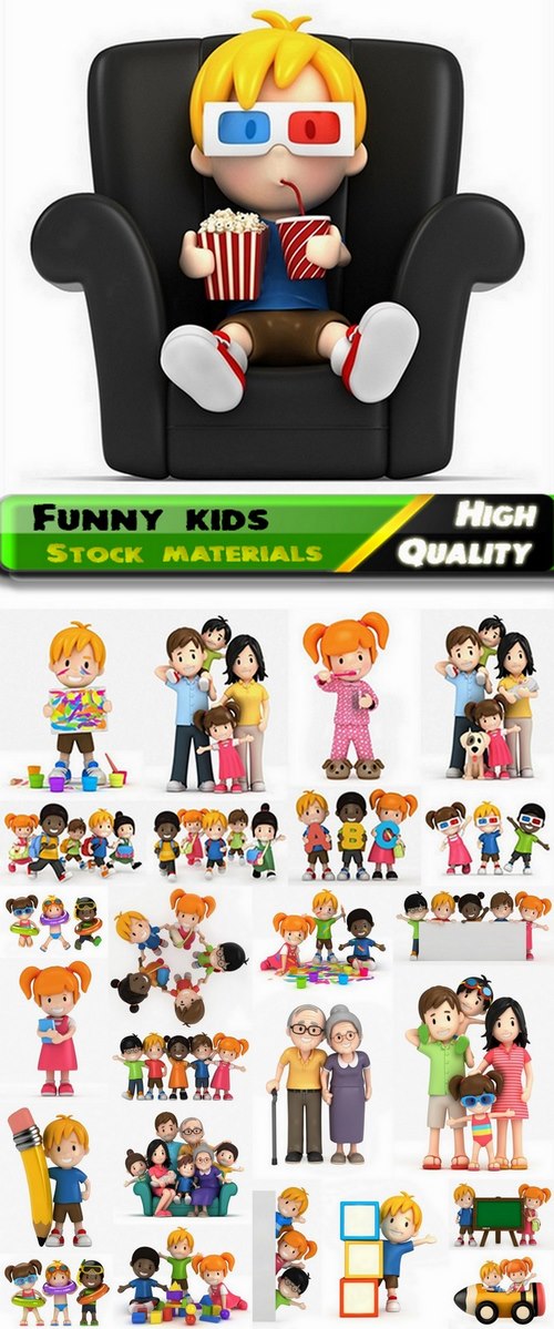3D render funny kids Stock images - 25 HQ Jpg