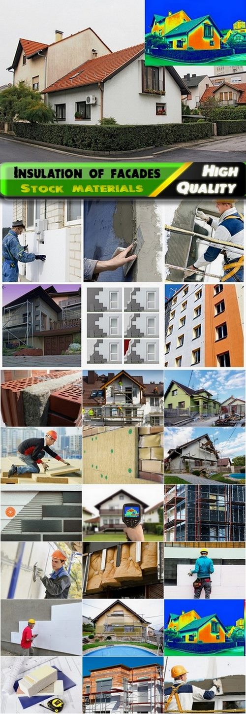 Insulation of facades and home repair Stock images - 25 Eps