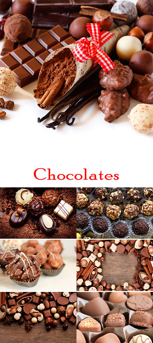 Stock Photo Chocolate pralines close up