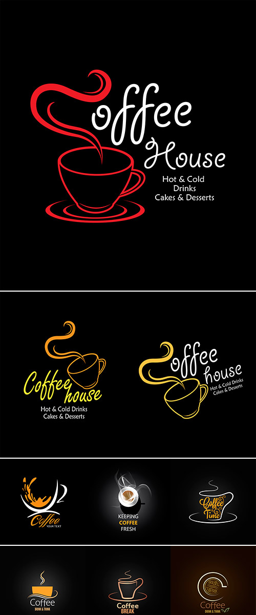Stock Vector coffee cup label concept menu
