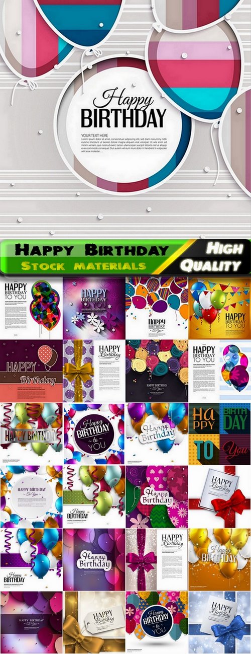 Happy Birthday Template Design in vector from stock #4 - 25 Eps