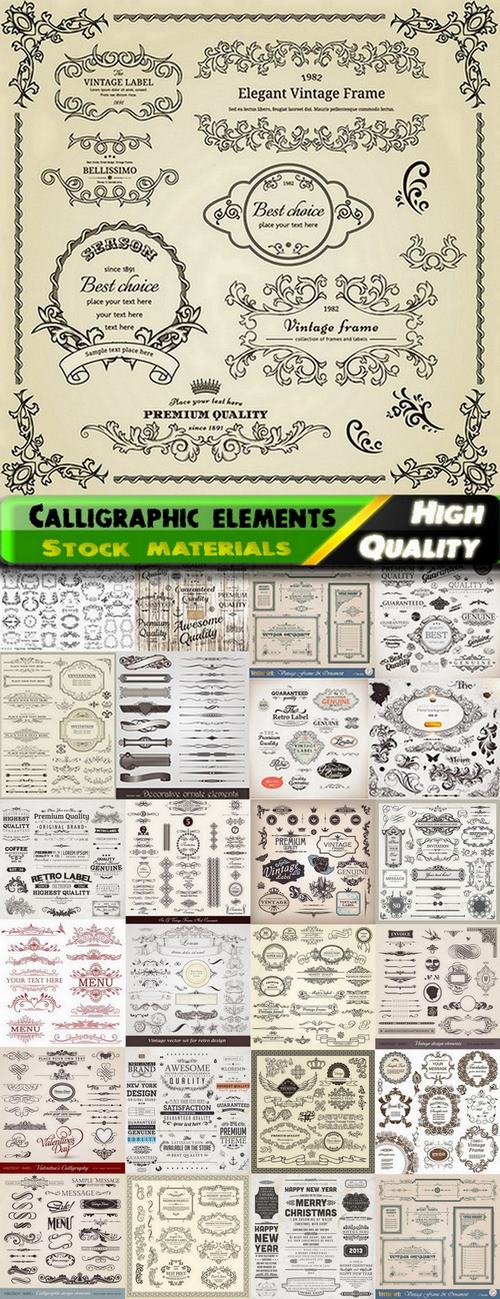 Calligraphic design elements for page decorations #8 - 25 Eps