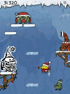 Captures d'écran du jeu Doodle Jump Noël sur Android, une tablette.