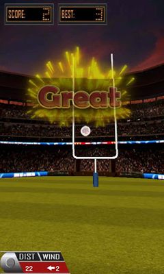 Captures d'écran du jeu 3D Flick Field Goal sur Android, une tablette.