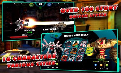Screenshots of the game Mechs vs Aliens on Android phone, tablet.