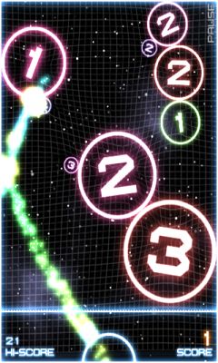 Screenshots of the game Orbital on Android phone, tablet.