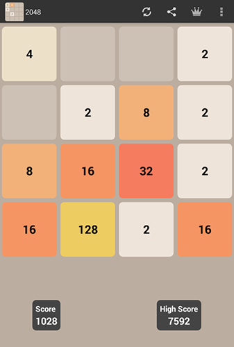 Screenshots of the game 2048 on Android phone, tablet.