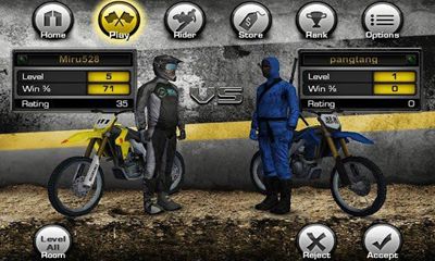 Captures d'écran du jeu SupercrossPro sur Android, une tablette.