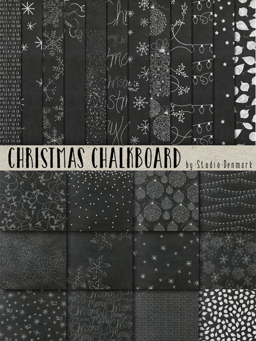 CreativeMarket - Chalkboard Christmas Digital Paper 109552