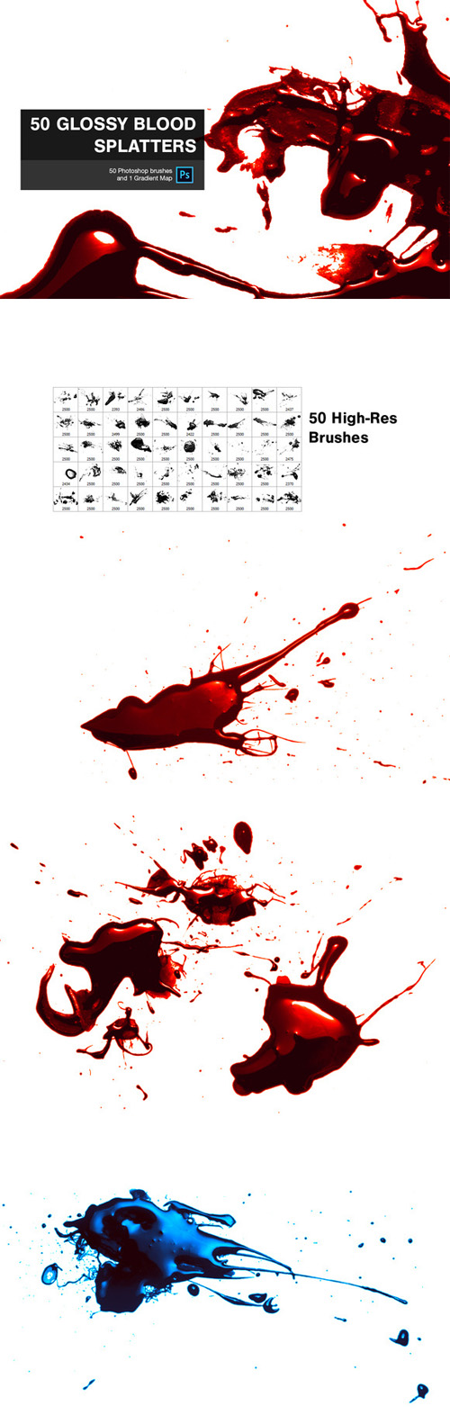 CreativeMarket - 50 Glossy Blood Splatters 90828