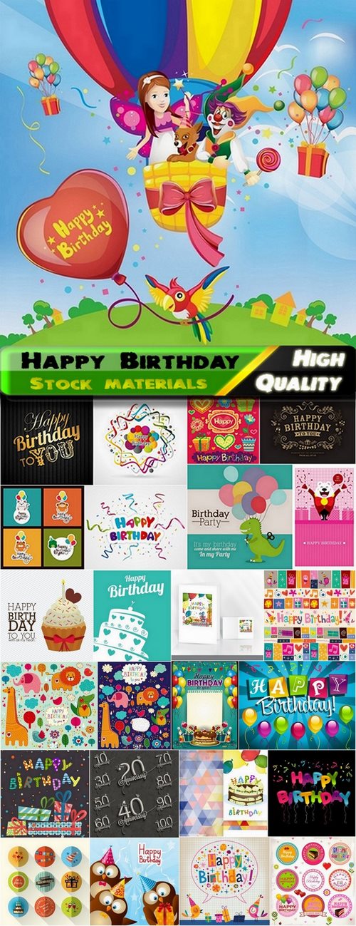 Happy Birthday Template Design in vector from stock #7 - 25 Eps