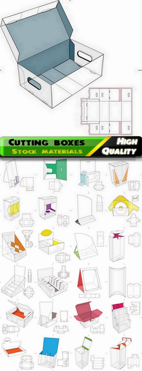 Template for cutting boxes in vector from stock #5 - 25 Eps